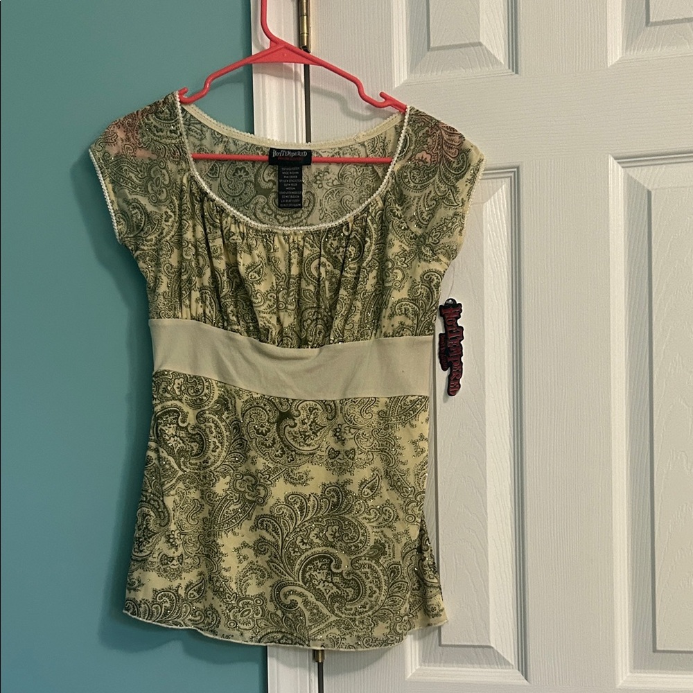 Coldwater Creek Olive Paisley Blouse